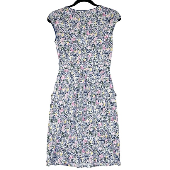 Boden Margo Floral Paisley Dress Sz 6 Blue Pink Jersey Knit - Picture 8 of 13